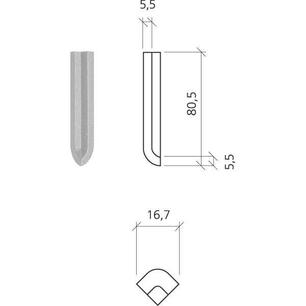 Mosa Softline 2x7,5cm Grijs Mat (74050DI008002)